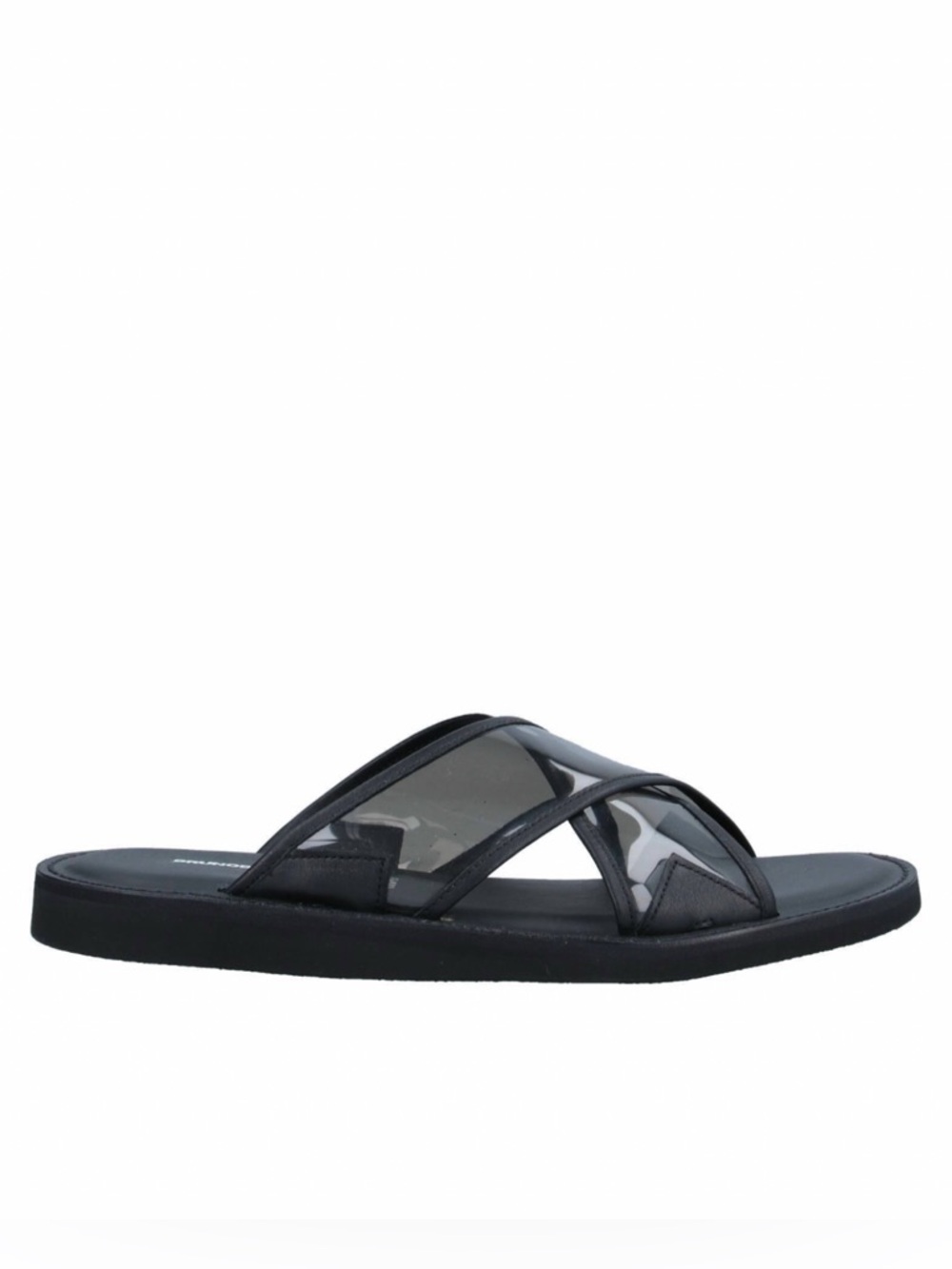 BRUNO BORDESE Men’s Black Clear Strap Slide Sandals